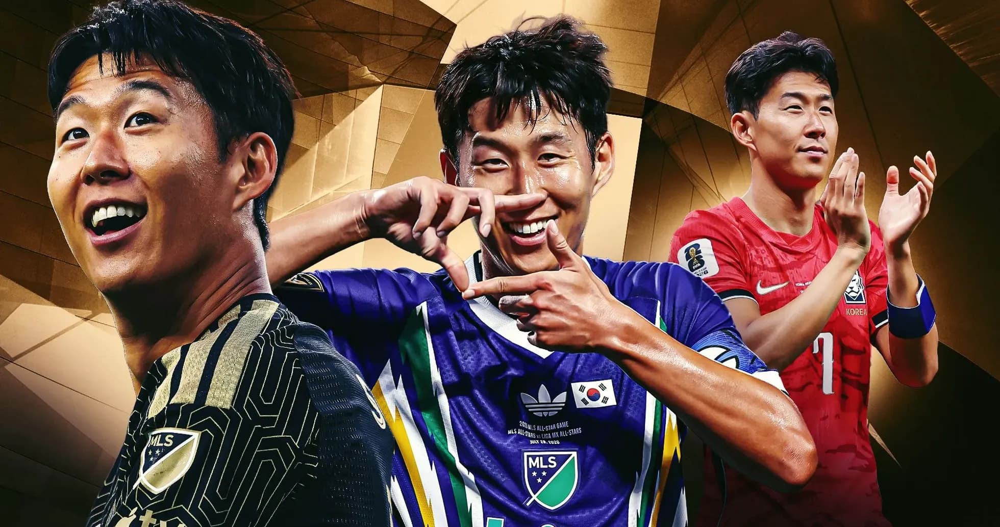 Tres jugadores de fútbol coreanos en diferentes camisetas Tres jugadores de fútbol coreanos en diferentes camisetas