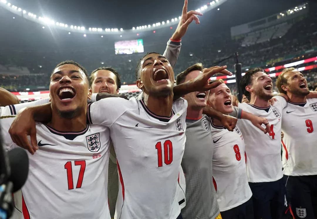 Jugadores de Inglaterra celebrando en el Mundial Jugadores de Inglaterra celebrando en el Mundial