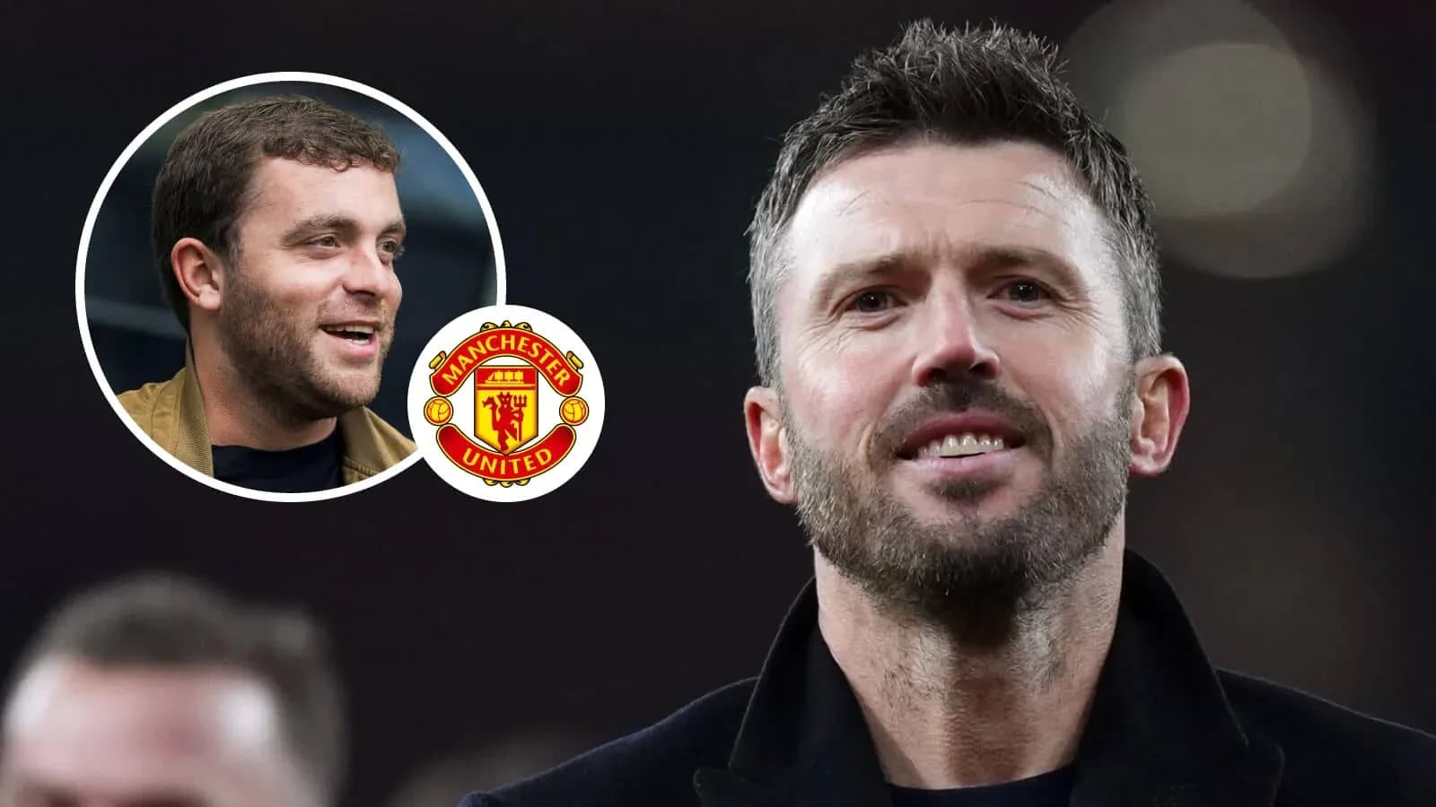 Michael Carrick at event with Manchester United logo Michael Carrick at event with Manchester United logo