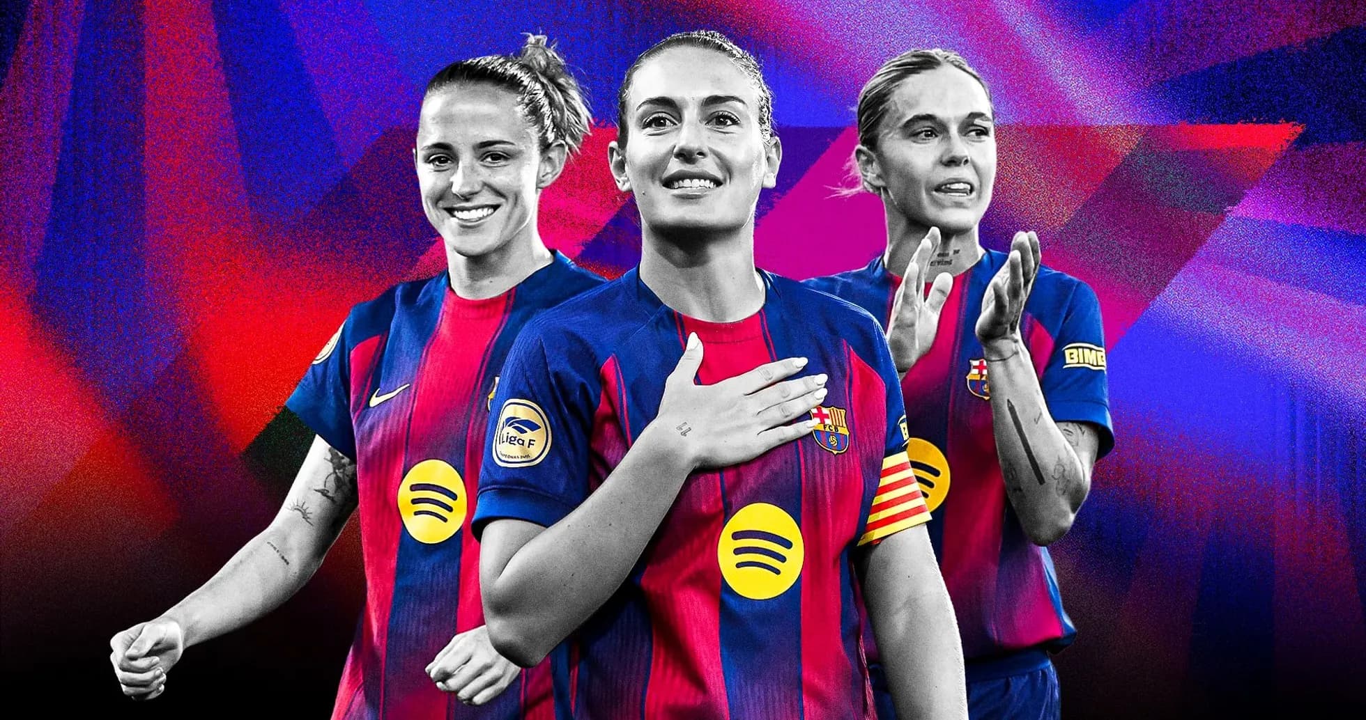 Jugadoras del FC Barcelona posando con uniforme Jugadoras del FC Barcelona posando con uniforme