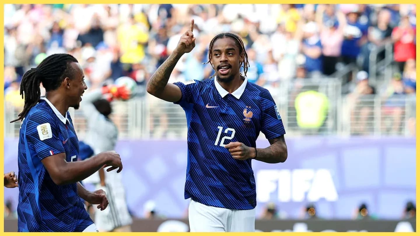 Jugadores de Francia celebrando un gol en el partido Jugadores de Francia celebrando un gol en el partido