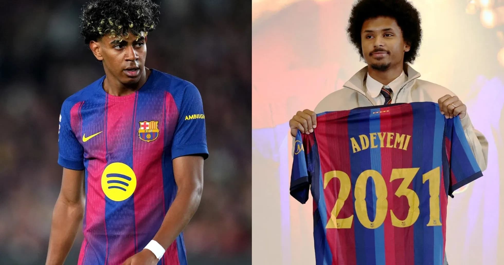 Jugador de Barcelona en acción y presentando camiseta Jugador de Barcelona en acción y presentando camiseta