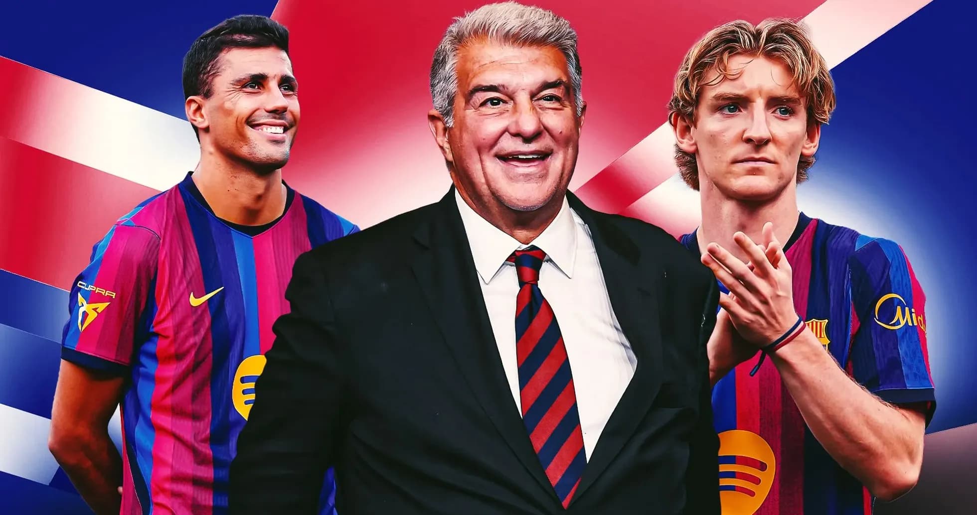 Jugadores de FC Barcelona y presidente en fondo colorido Jugadores de FC Barcelona y presidente en fondo colorido