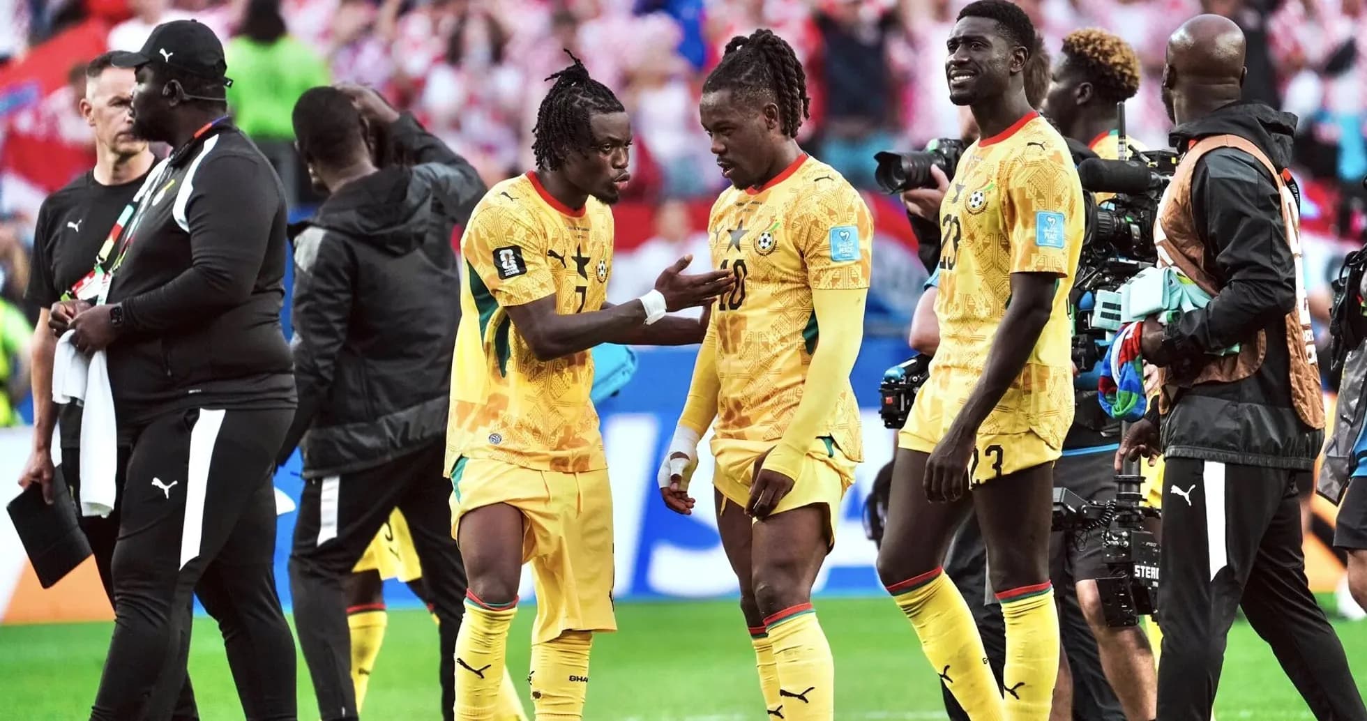 Jugadores de Ghana celebrando en el partido Jugadores de Ghana celebrando en el partido
