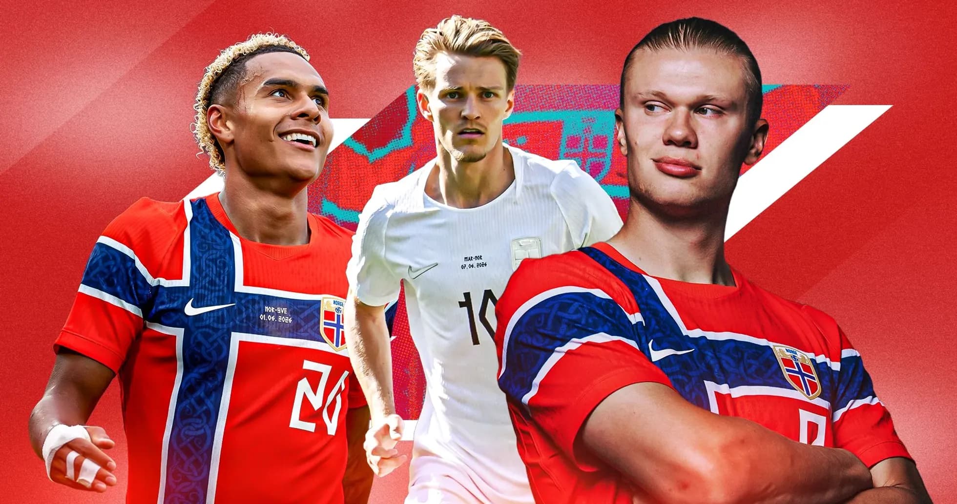 Jugadores de Noruega posando con camisetas nacionales Jugadores de Noruega posando con camisetas nacionales