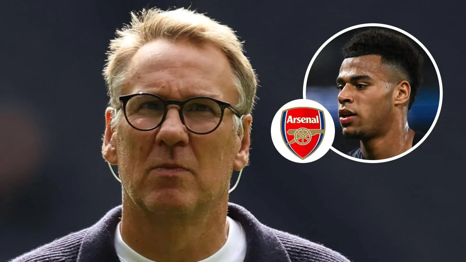 Entrenador de fútbol con imagen de jugador y logo de Arsenal Entrenador de fútbol con imagen de jugador y logo de Arsenal