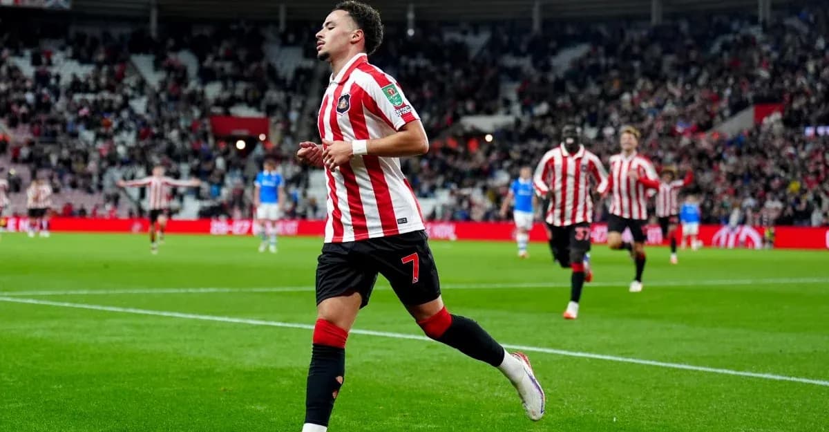 Jugador de Sunderland celebrando un gol en el estadio Jugador de Sunderland celebrando un gol en el estadio