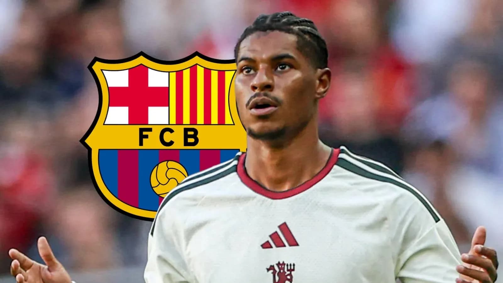 Jugador de fútbol con camiseta blanca y logo de Barcelona Jugador de fútbol con camiseta blanca y logo de Barcelona