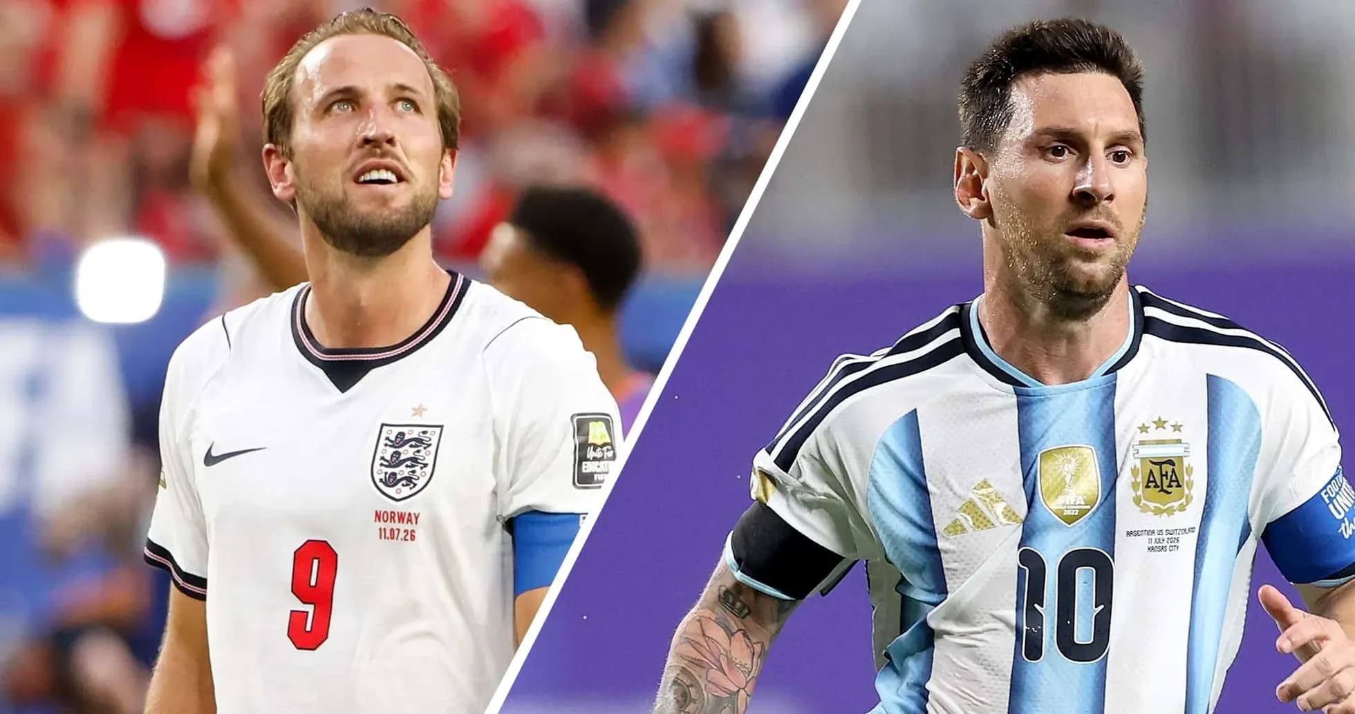 Kane y Messi en el partido Inglaterra vs Argentina Kane y Messi en el partido Inglaterra vs Argentina