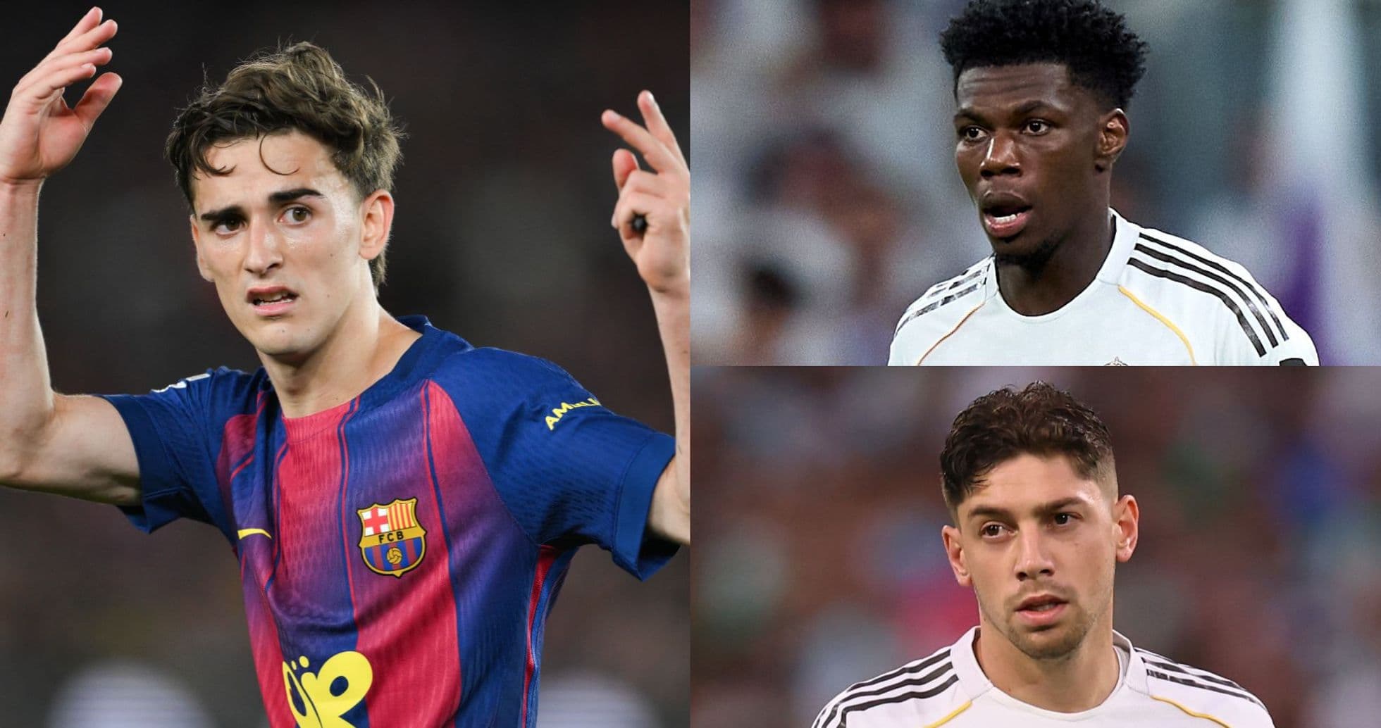 Jugadores de Barcelona y Real Madrid en el campo Jugadores de Barcelona y Real Madrid en el campo