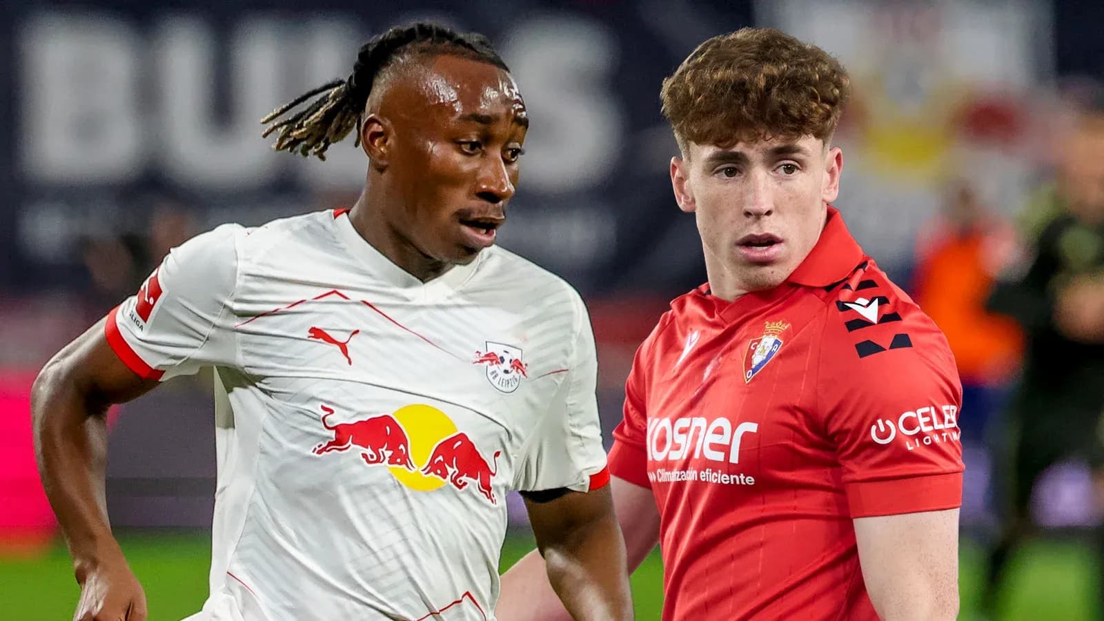 Jugadores de RB Leipzig y Osasuna en el campo Jugadores de RB Leipzig y Osasuna en el campo