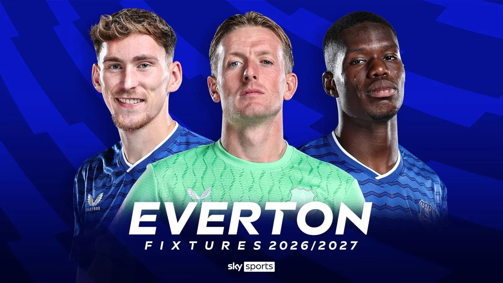 Jugadores de Everton con el texto de calendario 2026/2027 Jugadores de Everton con el texto de calendario 2026/2027