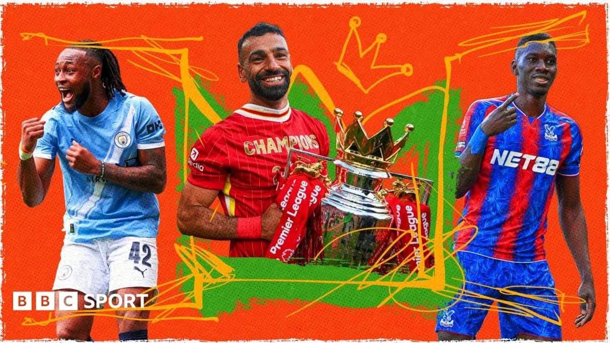 Jugadores de fútbol celebrando con trofeo de la Premier League Jugadores de fútbol celebrando con trofeo de la Premier League