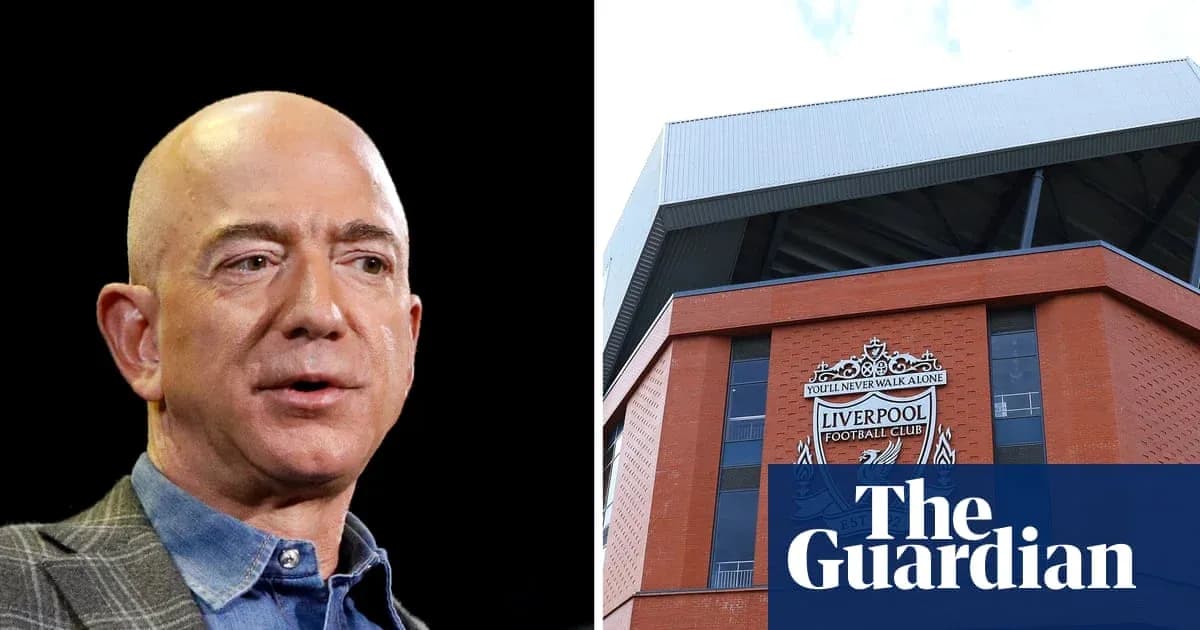 Jeff Bezos and Anfield stadium, home of Liverpool FC Jeff Bezos and Anfield stadium, home of Liverpool FC
