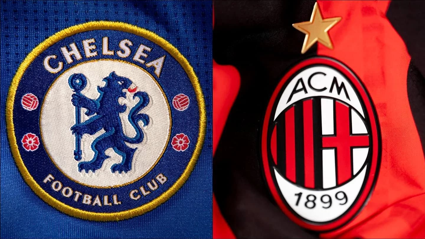 Escudos de Chelsea y AC Milan en camisetas Escudos de Chelsea y AC Milan en camisetas