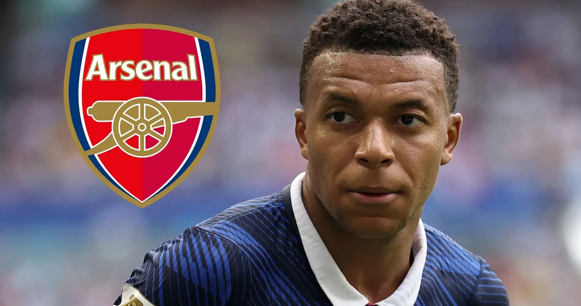 Jugador mirando con logo de Arsenal de fondo Jugador mirando con logo de Arsenal de fondo