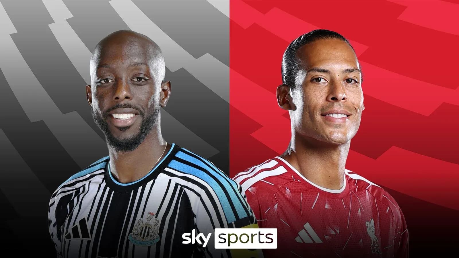Jugadores de Newcastle y Liverpool en fondo dividido Jugadores de Newcastle y Liverpool en fondo dividido