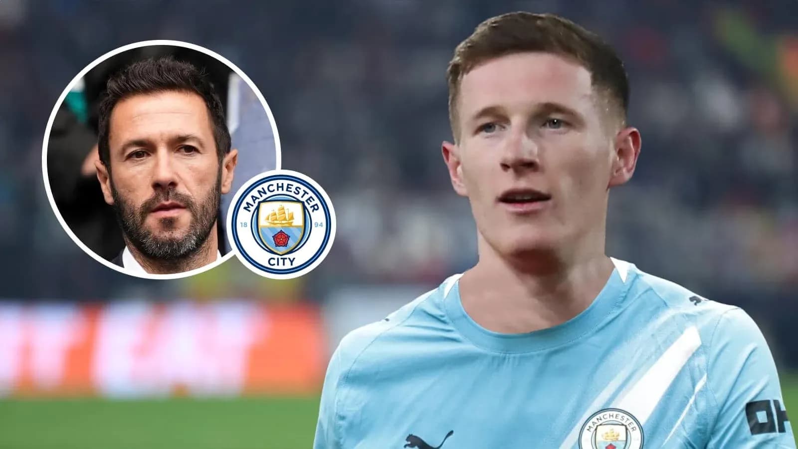 Jugador de Manchester City en el campo de juego Jugador de Manchester City en el campo de juego
