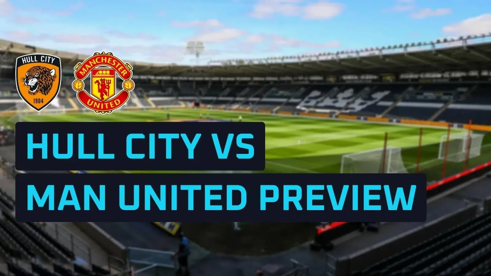 Estadio vacío con logos de Hull City y Manchester United Estadio vacío con logos de Hull City y Manchester United