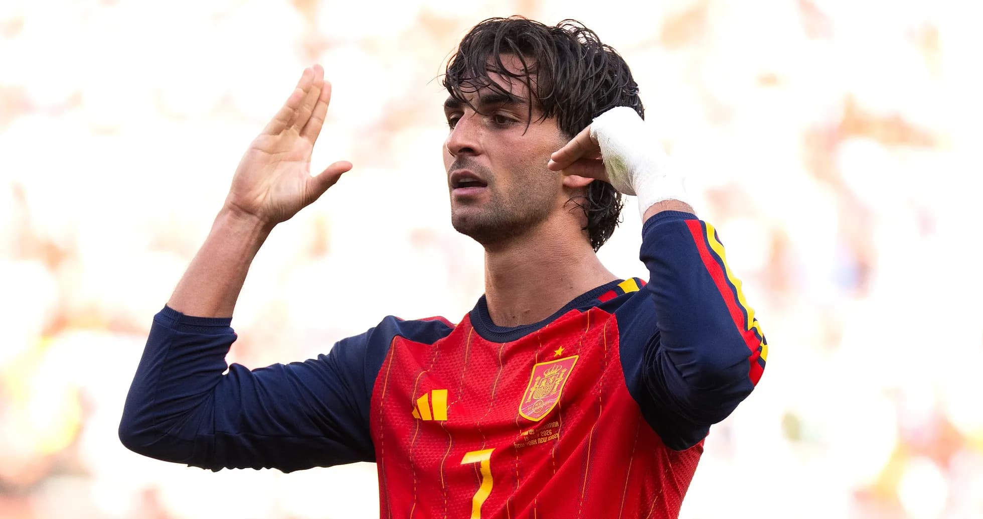 Jugador de España haciendo un gesto durante el partido Jugador de España haciendo un gesto durante el partido