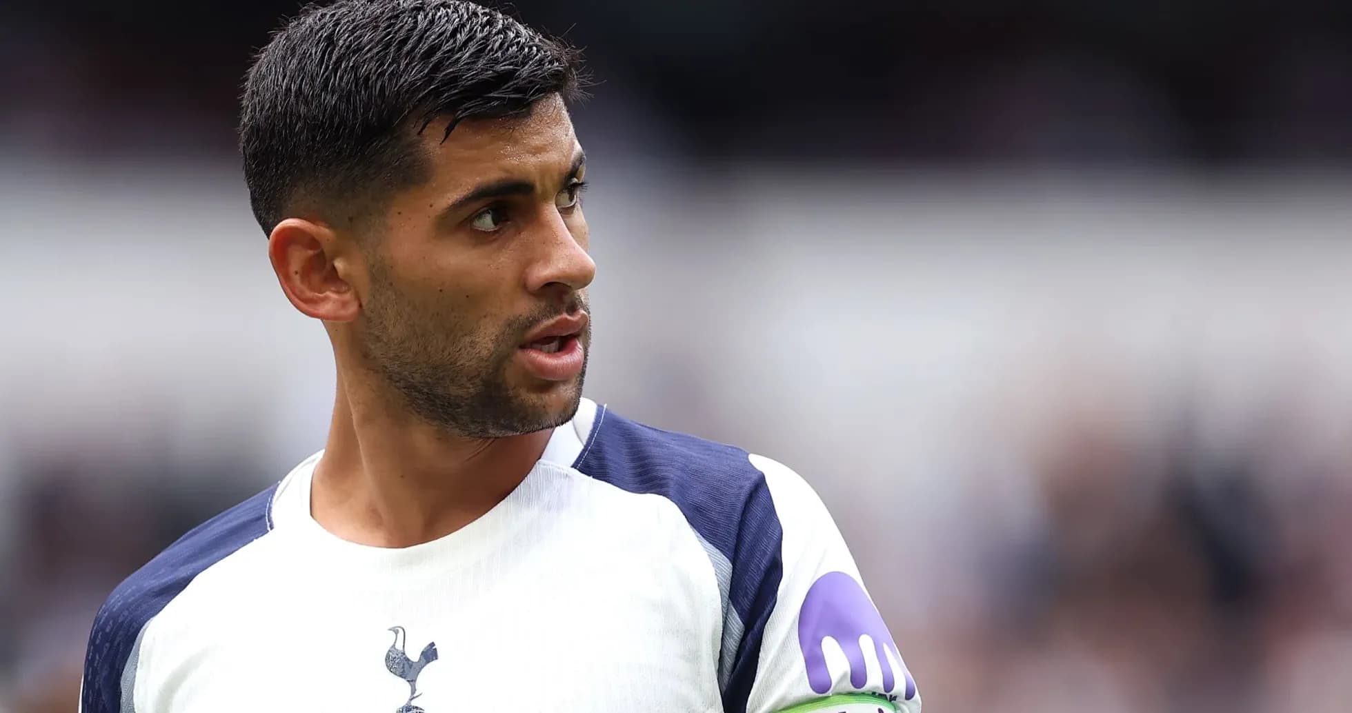Jugador de Tottenham con camiseta blanca y verde Jugador de Tottenham con camiseta blanca y verde