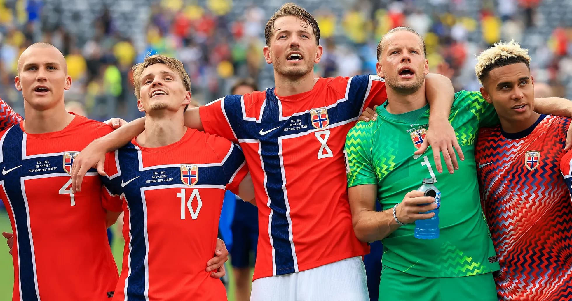 Jugadores de Noruega celebrando tras el partido Jugadores de Noruega celebrando tras el partido