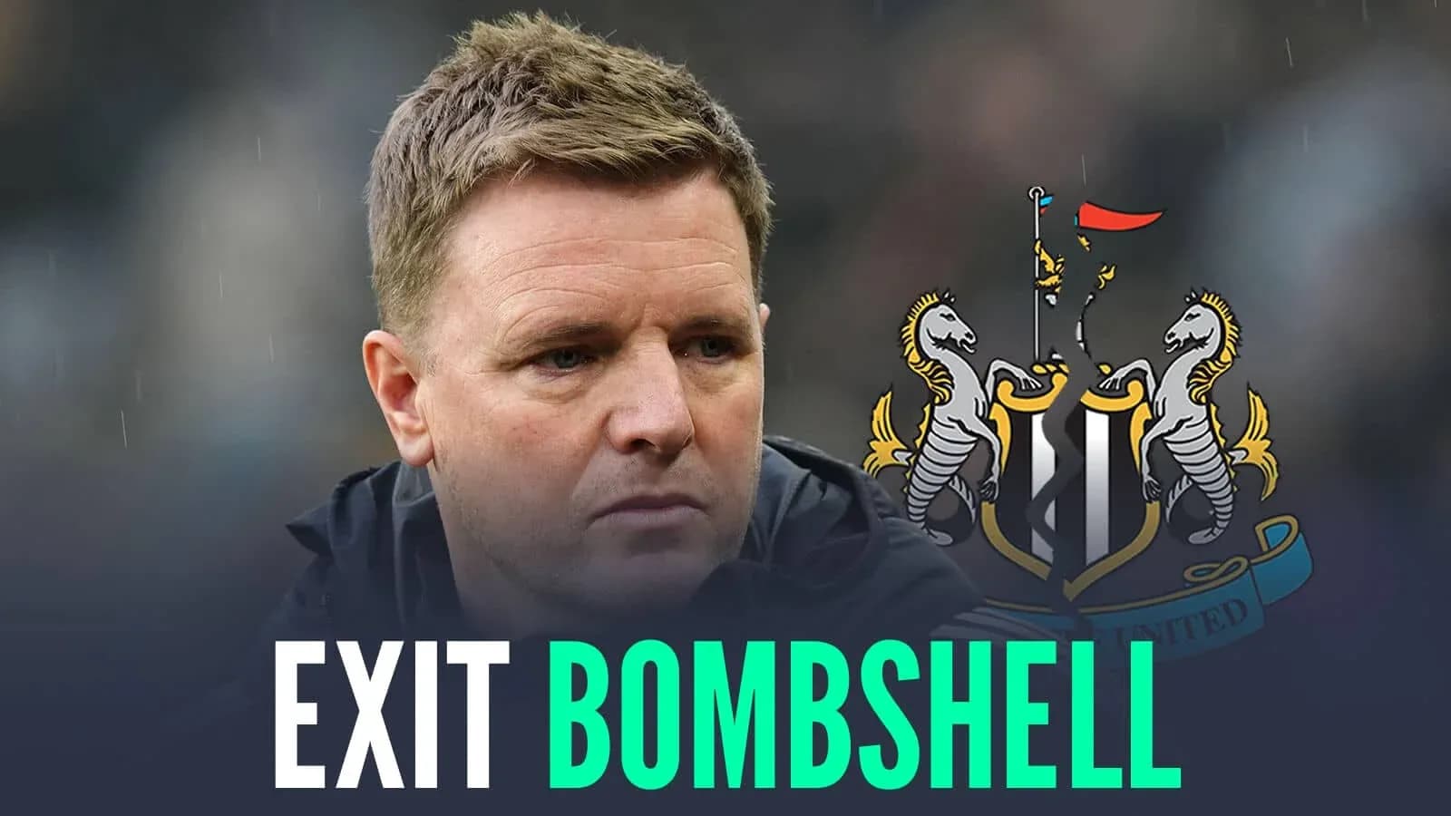 Entrenador de Newcastle con logo del club de fondo Entrenador de Newcastle con logo del club de fondo
