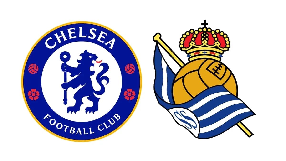 Logos de Chelsea y Real Sociedad en fondo blanco Logos de Chelsea y Real Sociedad en fondo blanco